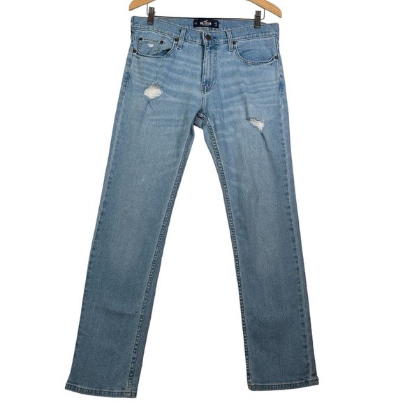 Hollister Mens‎ Jeans Slim Straight Size 31 x 32 Distressed Flex Denim Stretch - Picture 1 of 13